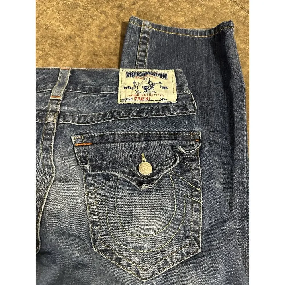 True Religion Men's Blue Straight Leg Jeans Size 32/28